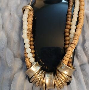 Chico's Multicolor Statement  Necklace Beaded And Metal New